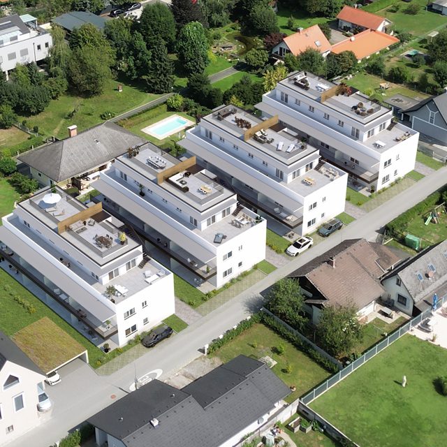 4 neue Wohnhäuser am Schmiedeweg 1 bis 3 in Lebnitz.